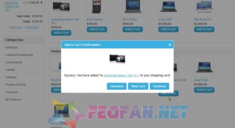 Side Shopping Cart with Popup Confirmations