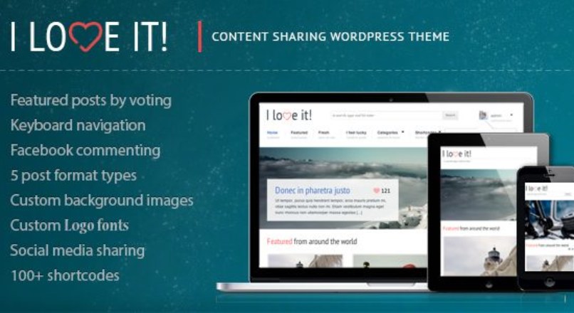 I Love It! v2.2 – Content Sharing WordPress Theme