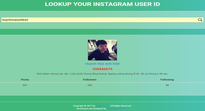 Lookup Instagram User ID PHP Script