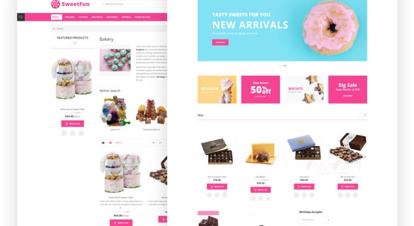 OpenCart шаблон “SweetFun – Minimalistic Sweets Online Store”