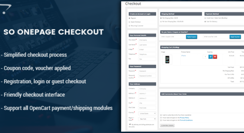 OnePage Checkout — Fast & Responsive Checkout Module for OpenCart 3.x v.1.1.5