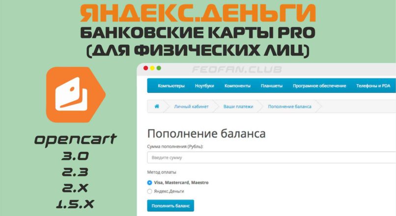 Яндекс.Деньги и Банковские карты PRO (для физических лиц)