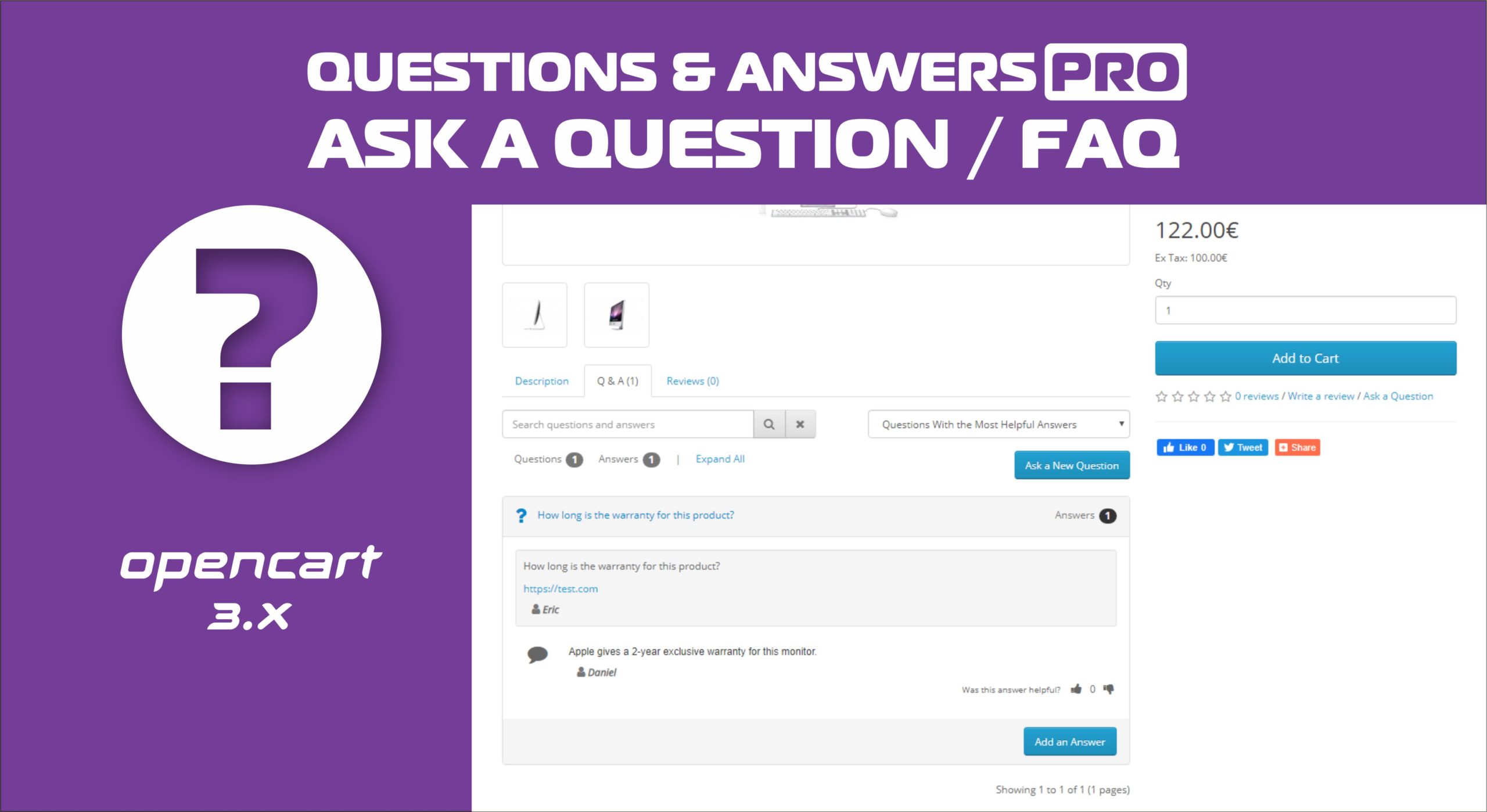 Questions & Answers PRO / Ask a question / FAQ Opencart 3