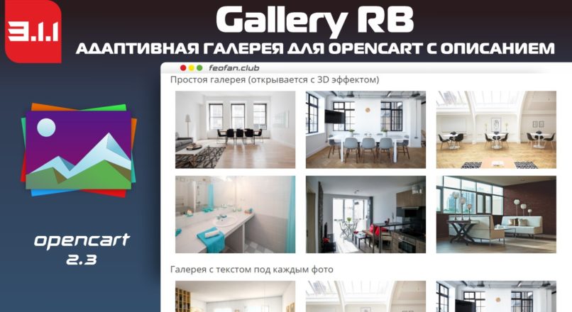 Gallery RB адаптивная галерея для opencart с описанием 3.1.1