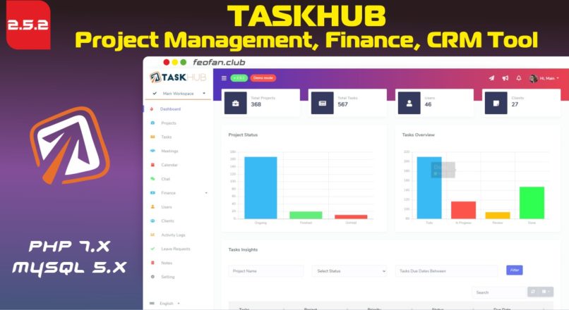 Taskhub Project Management, Finance, CRM Tool 2.5.2