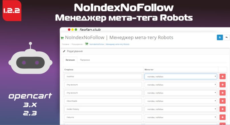 NoIndexNoFollow – Менеджер мета-тега Robots v1.2.2