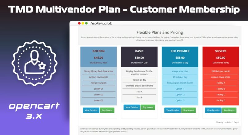 TMD Multivendor Plan – Customer Membership