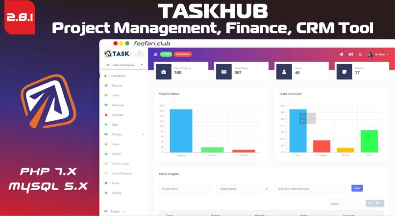 Taskhub Project Management, Finance, CRM Tool 2.8.1