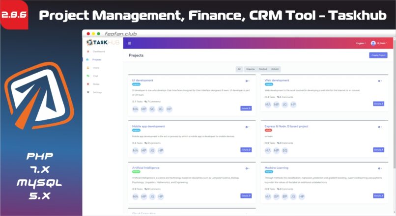 Taskhub Project Management, Finance, CRM Tool 2.8.6